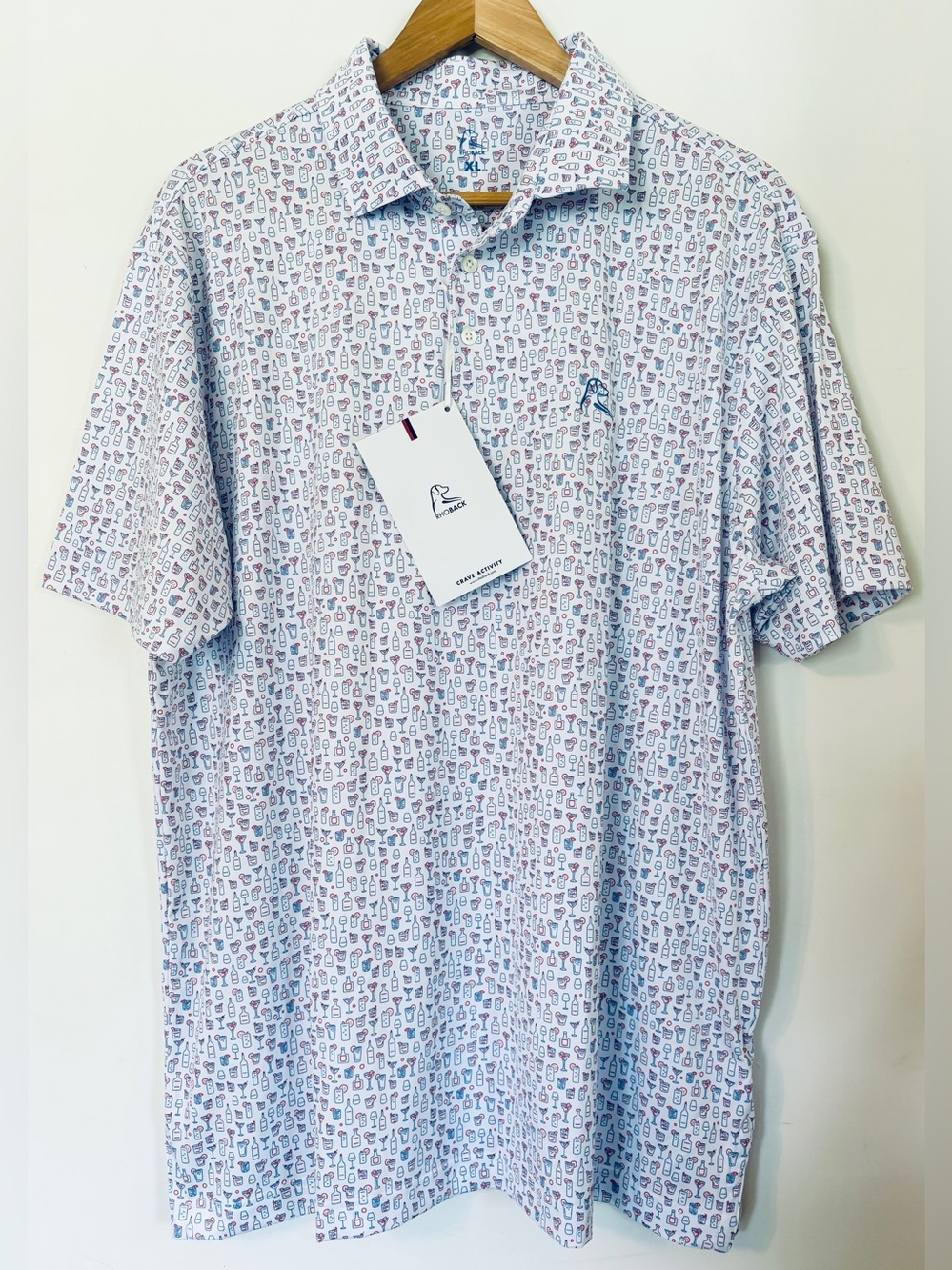NWT Rhoback The Cocktail of Cocktails Performance Polo Shirt White XL - Picture 2 of 7